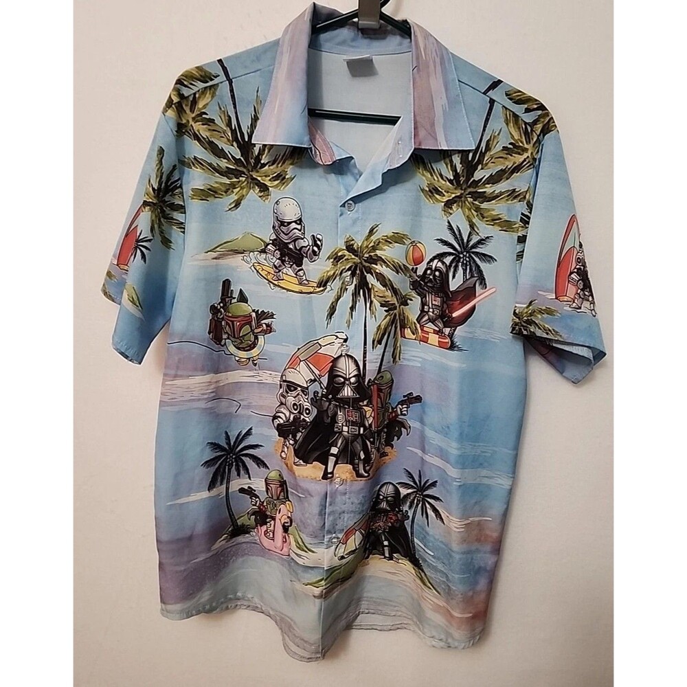 Men's Darth Vader Summer Time 3 Print Hawaiian Shirt Size M Star Wars